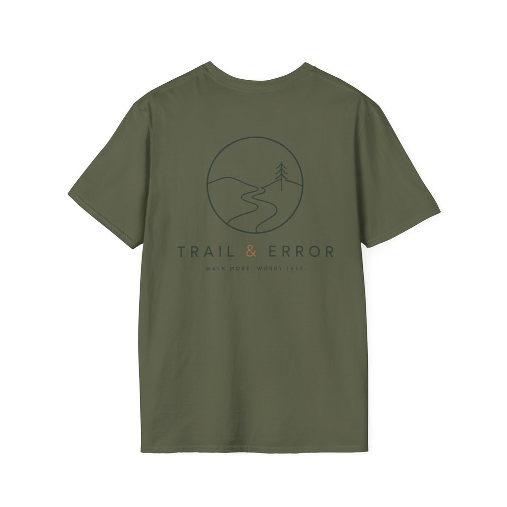 Trail & Error - Walk More, Worry Less (Back) T-Shirt