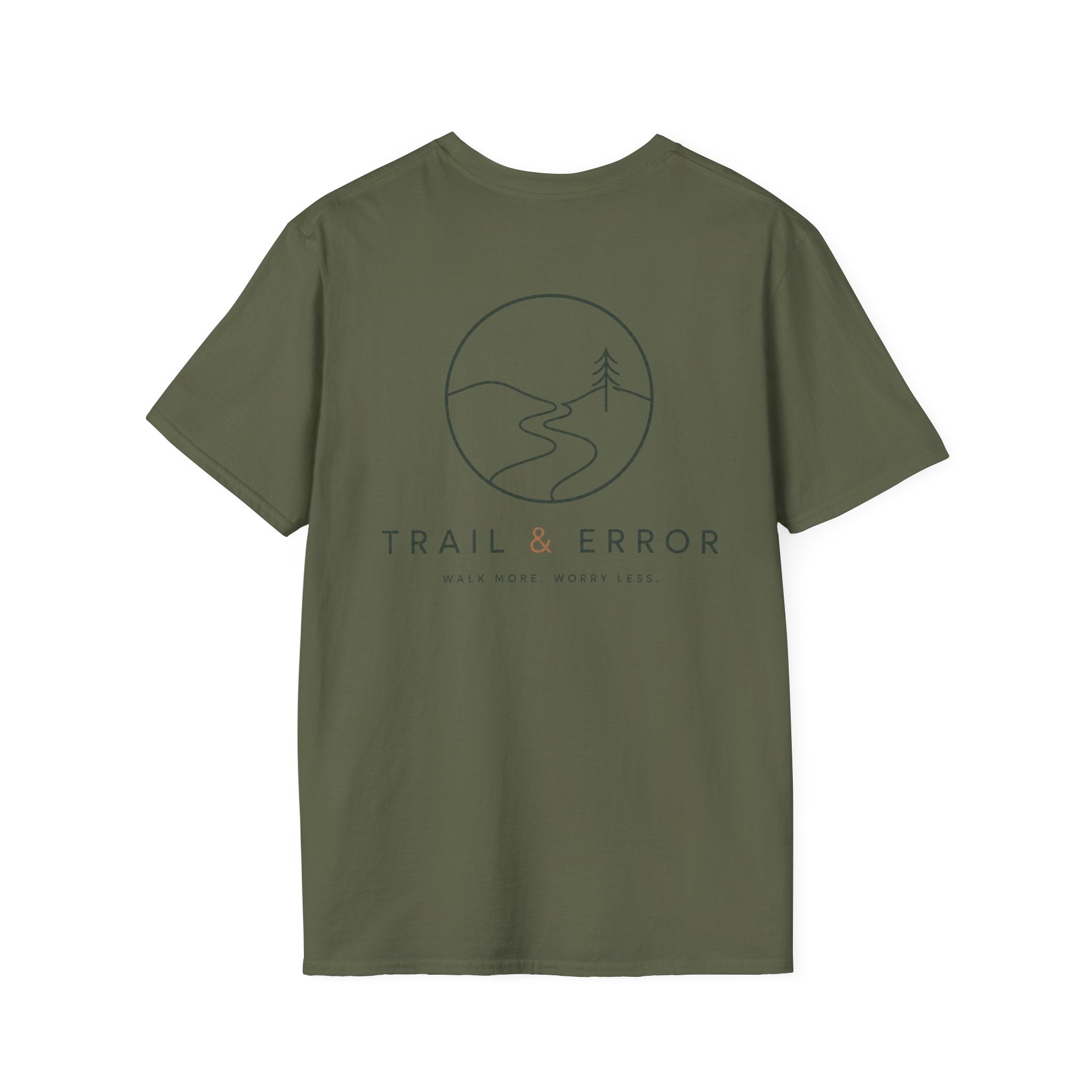Trail & Error - Walk More, Worry Less (Back) T-Shirt